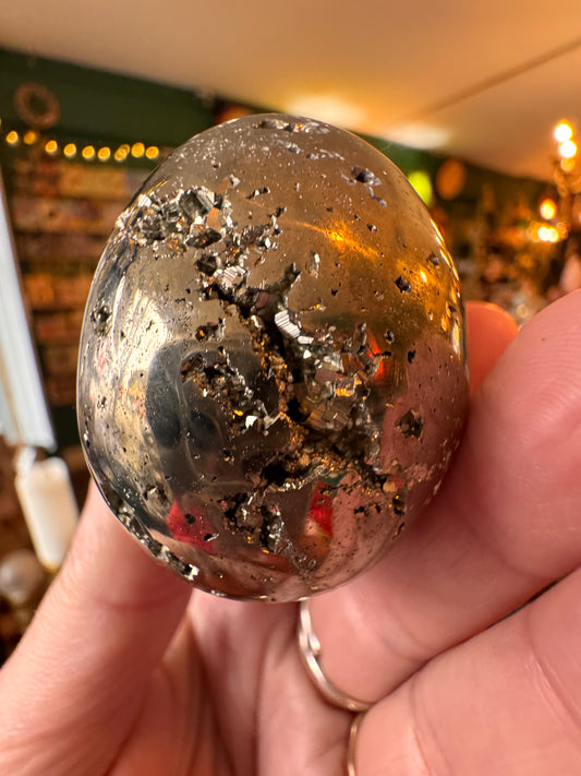 Pyrite Sparkly Egg 254 g Peru - Moon Room Shop and Wellness