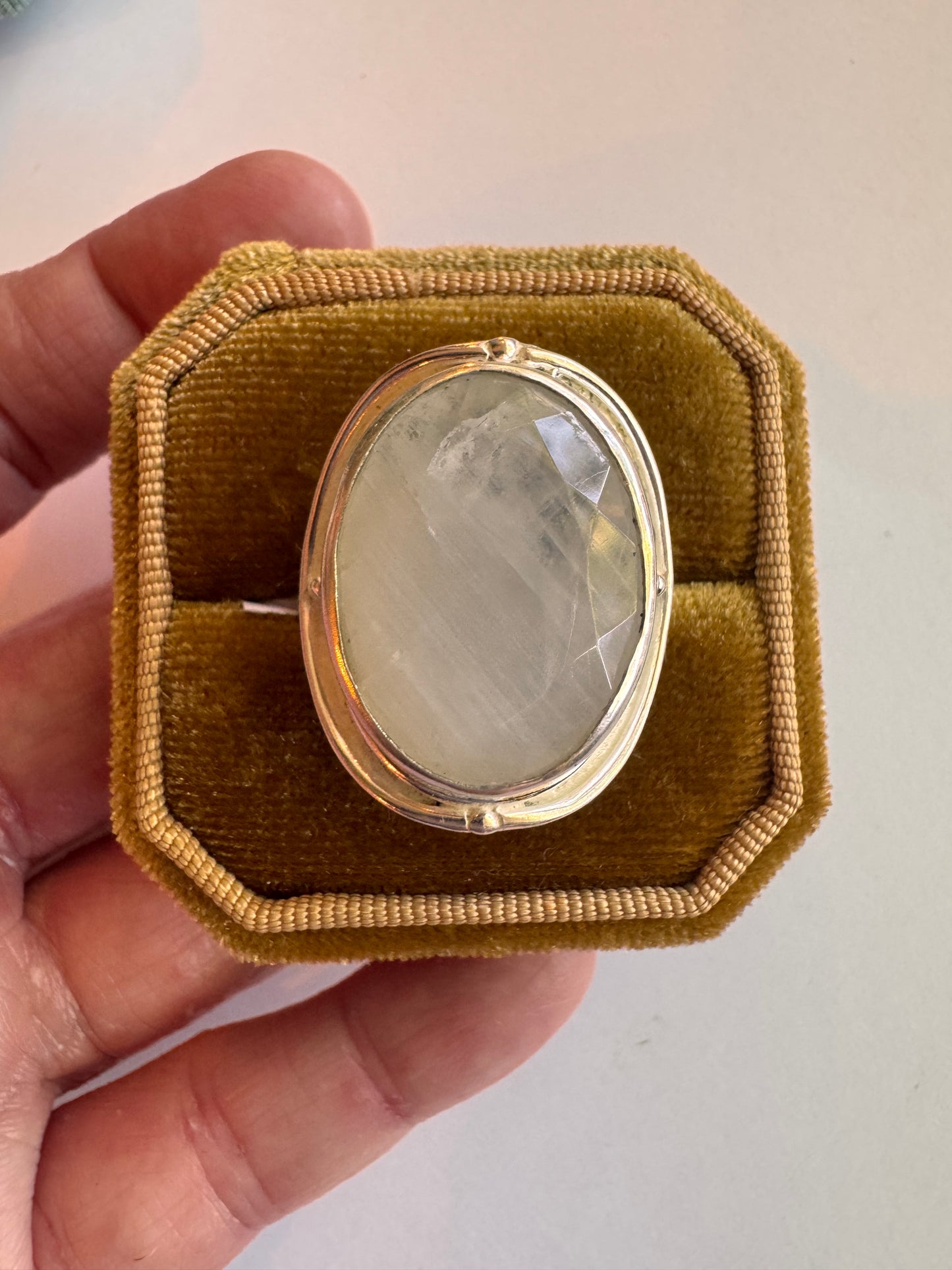Moonstone Sterling SIlver Plated Brass Ring Size 7,8,9
