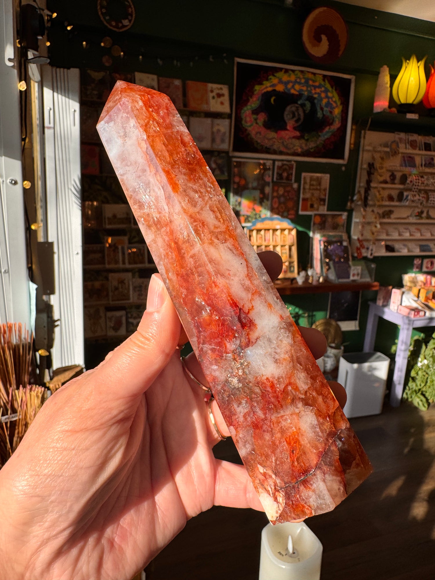 Hematoid Fire Quartz Tower 1.01 lb - Moon Room Shop and Wellness