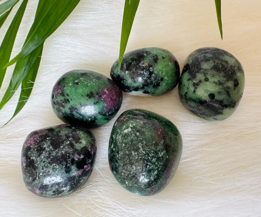 Zoisite w/Ruby Tumbled - Moon Room Shop and Wellness
