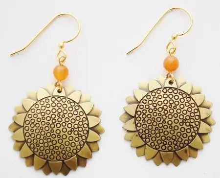 Sunflower Brass Earrings - Moon Room Shop and Wellness
