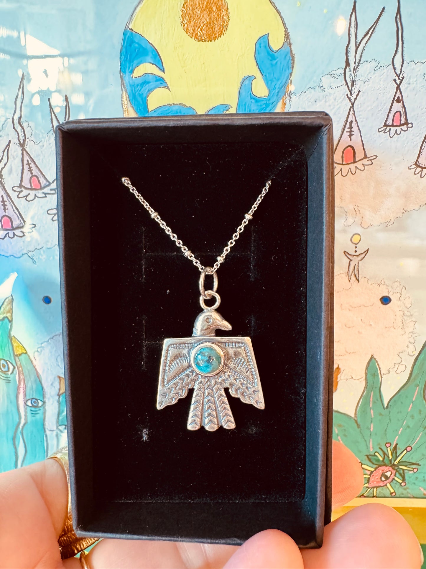 Thunderbird Charm Necklace - Sterling Silver - Moon Room Shop and Wellness