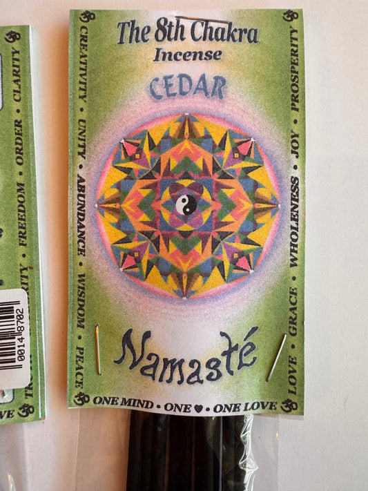 The 8th Chakra 10 Stick Incense -Cedar- local vendor!