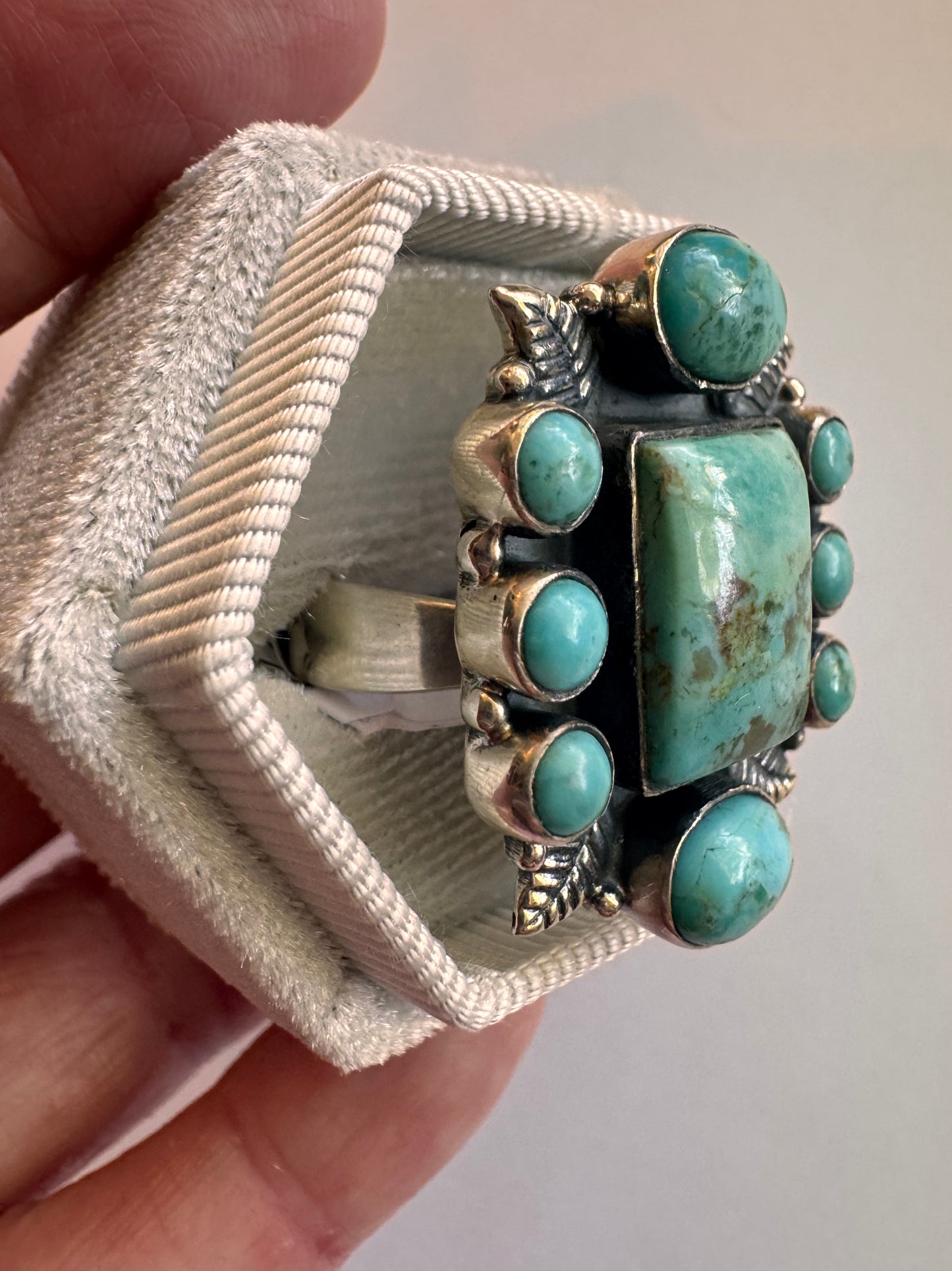 American Turquoise Sterling Silver Ring Size Adjustable
