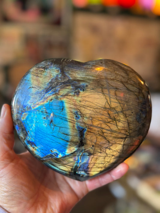 Labradorite Flashy Heart 3.25 lb  Madagascar Beauty!