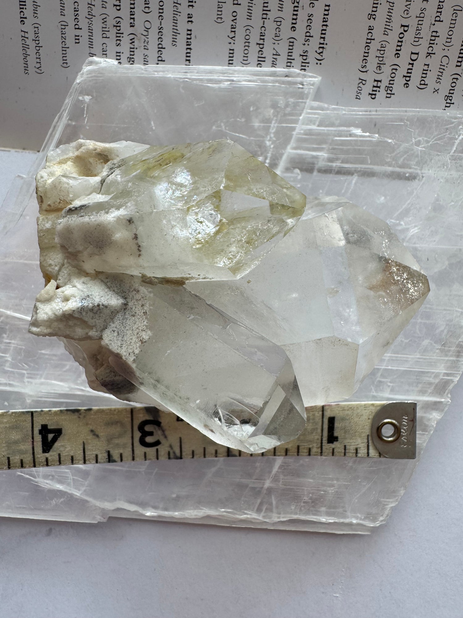 Clear Quartz Double Point (w sulfur + rainbows! ) 284 g Brazil Beauty! - Moon Room Shop and Wellness
