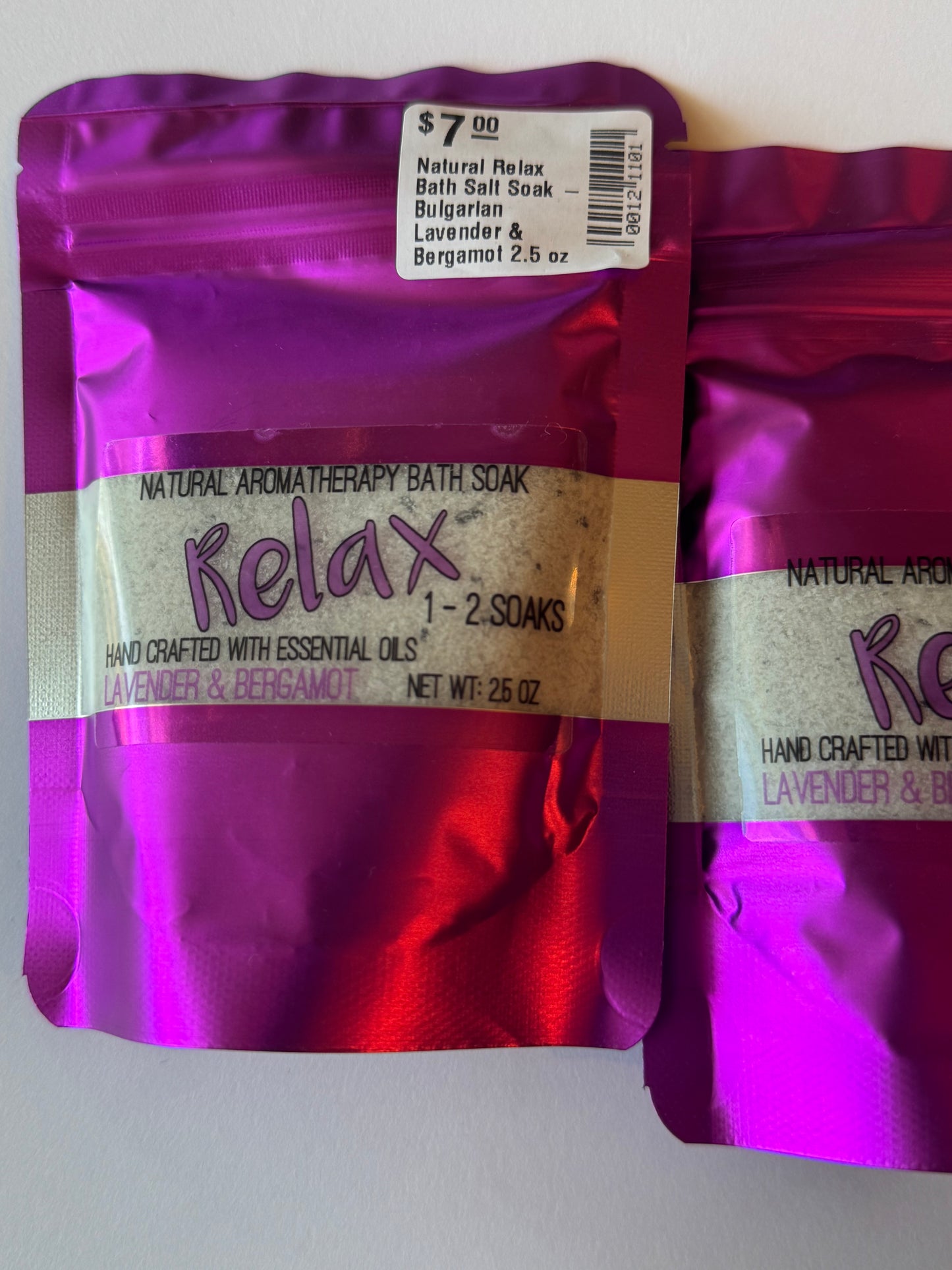 Natural Relax Bath Salt Soak - Bulgarian Lavender & Bergamot 2.5 oz