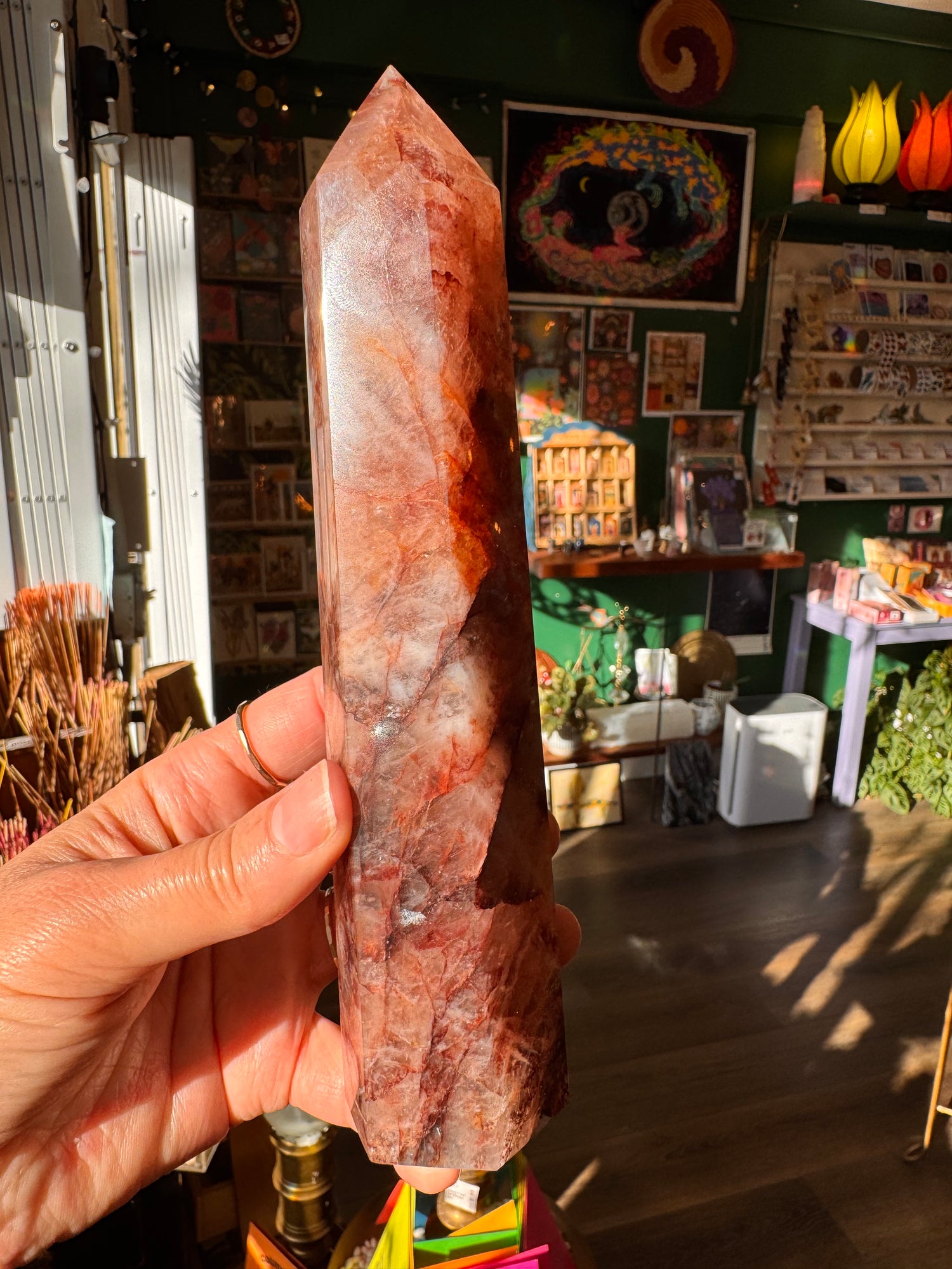 Hematoid Fire Quartz Tower 1.07 lb - Moon Room Shop and Wellness