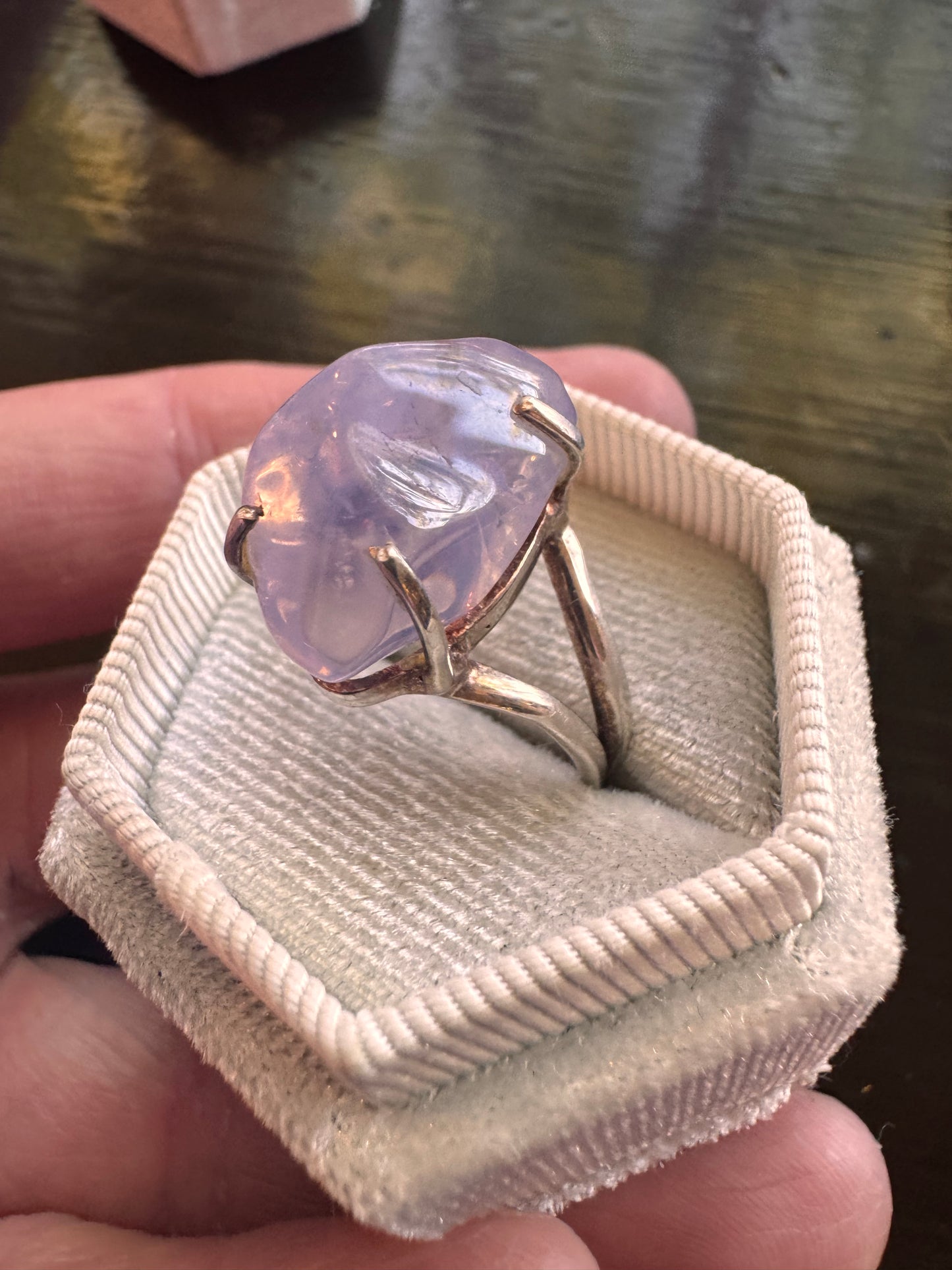 Lavender Quartz Raw Sterling SIlver Ring Size 9