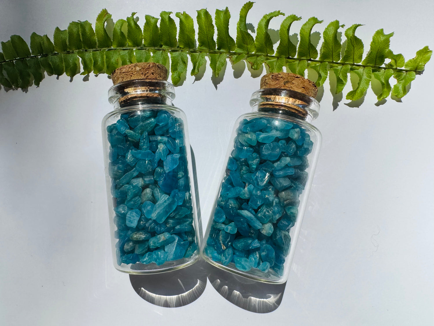 Blue Apatite Gem Chip 25 ml Glass Jar - Moon Room Shop and Wellness