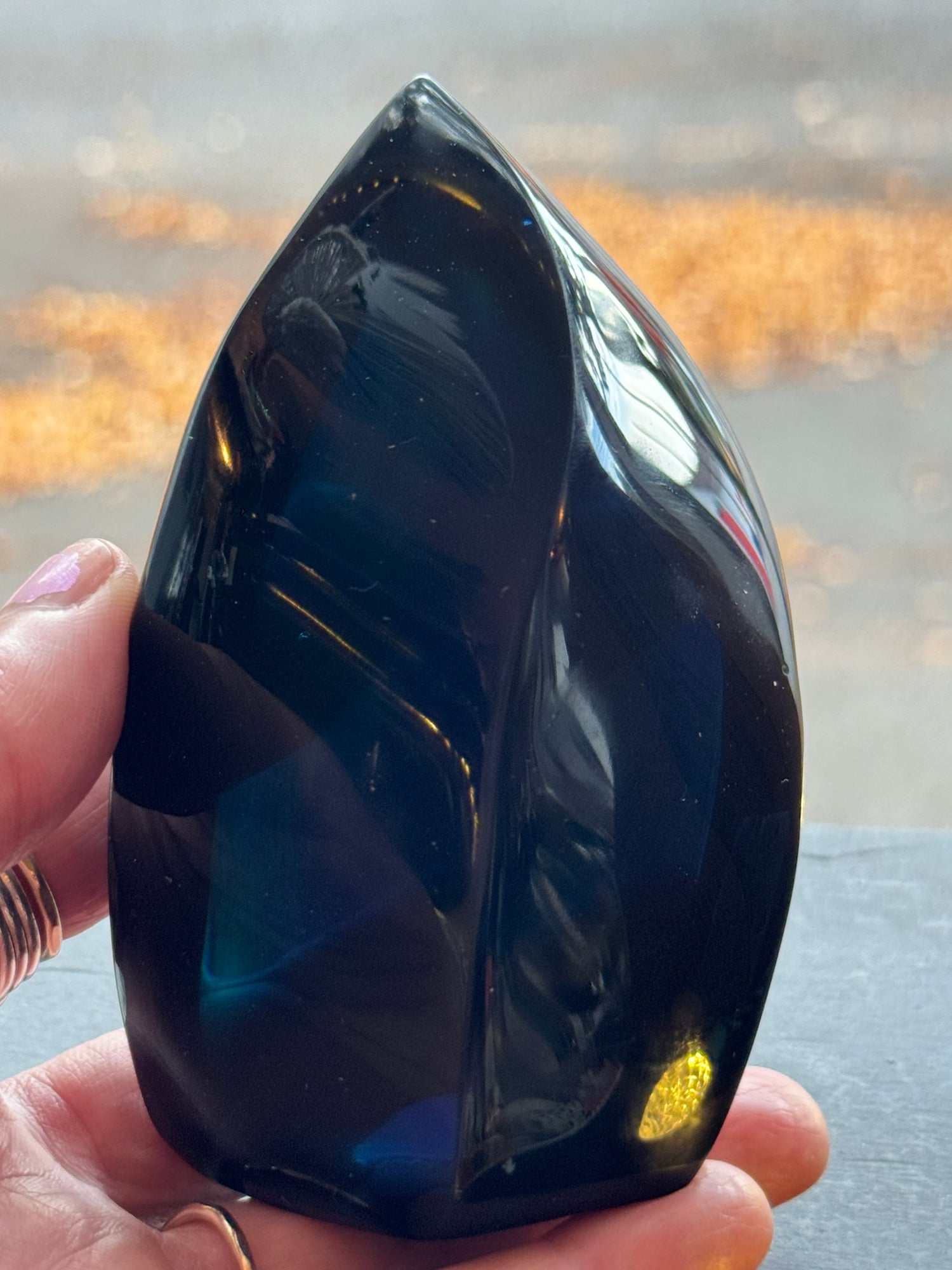 Blue Faux Obsidain Flame 328 g - Moon Room Shop and Wellness