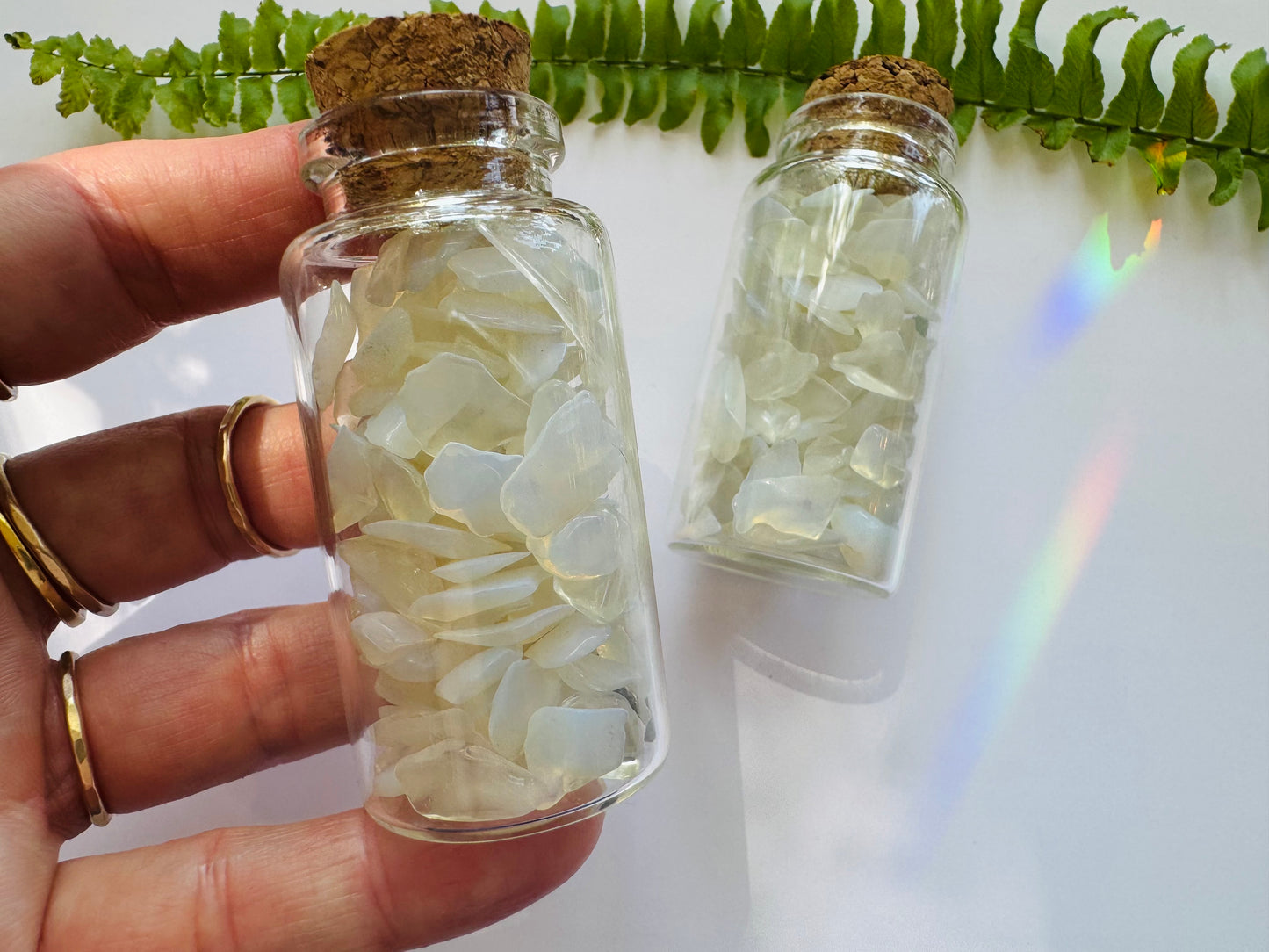 Opalite Gem Chip 25 ml Glass Jar - Moon Room Shop and Wellness
