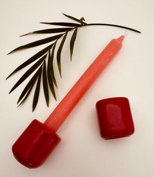 Ceramic Chime Candle Holder- Red - Moon Room Shop and Wellness
