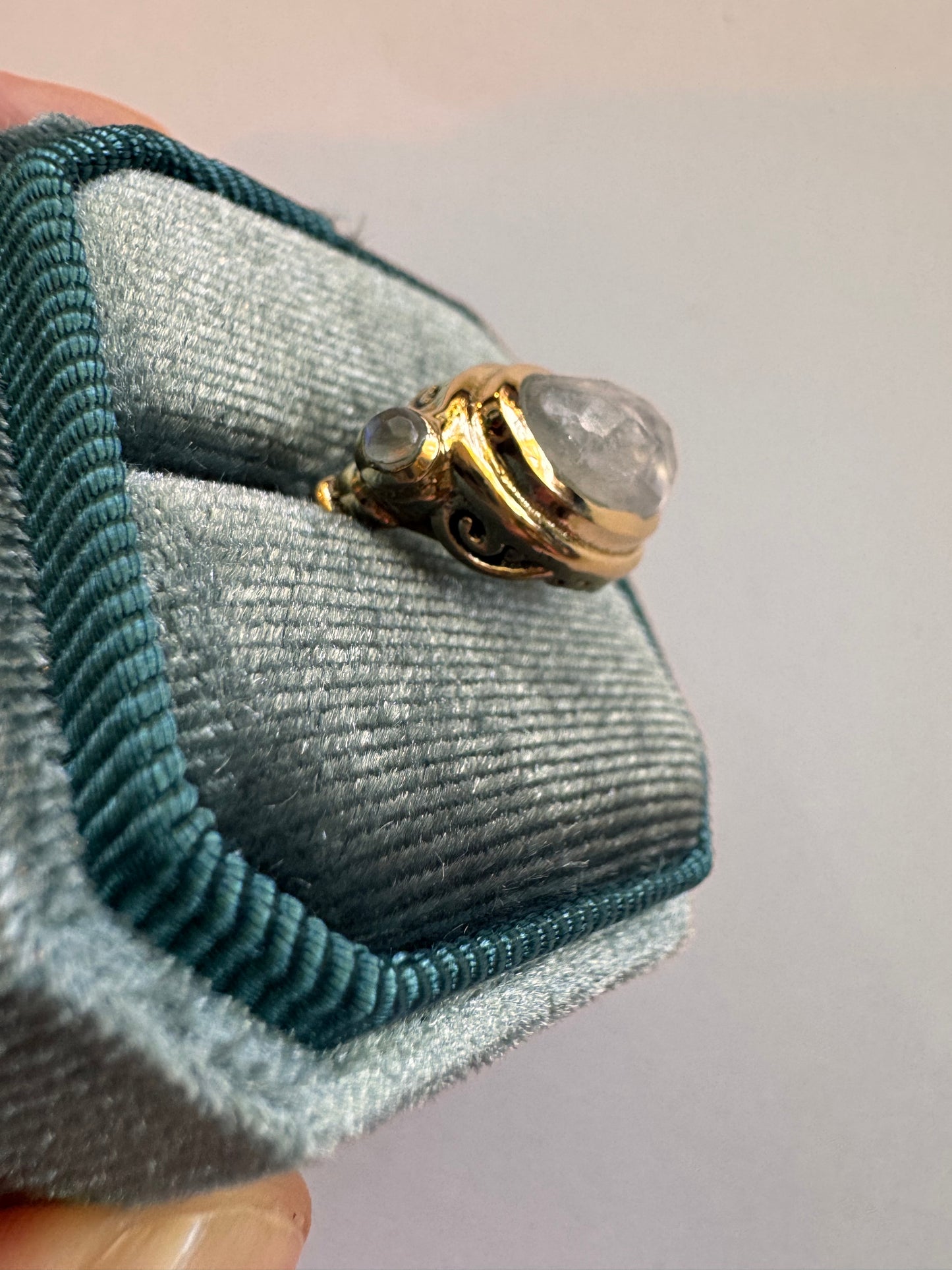 Moonstone Faceted Brass Ring Size 6,7,8,9