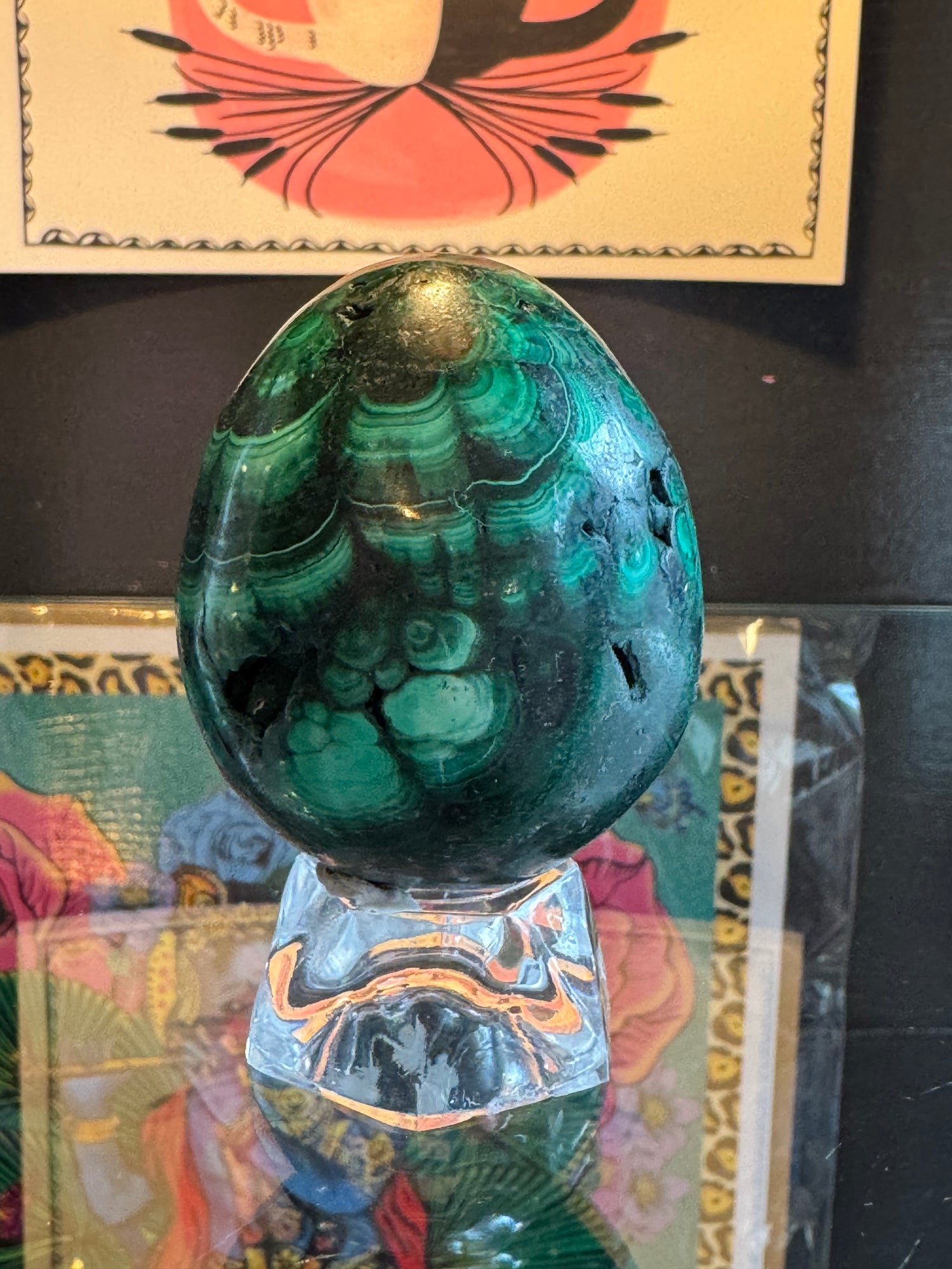 Malachite Egg with Stand 190 g Congo Beauty - Moon Room Shop and Wellness