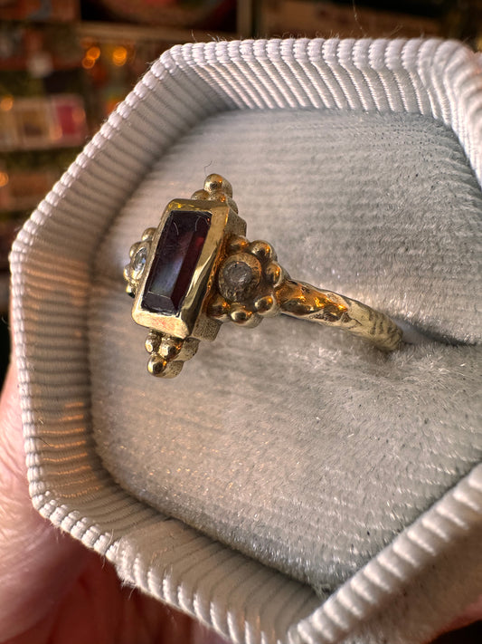 Garnet Royal Brass Ring Size 7,8,9