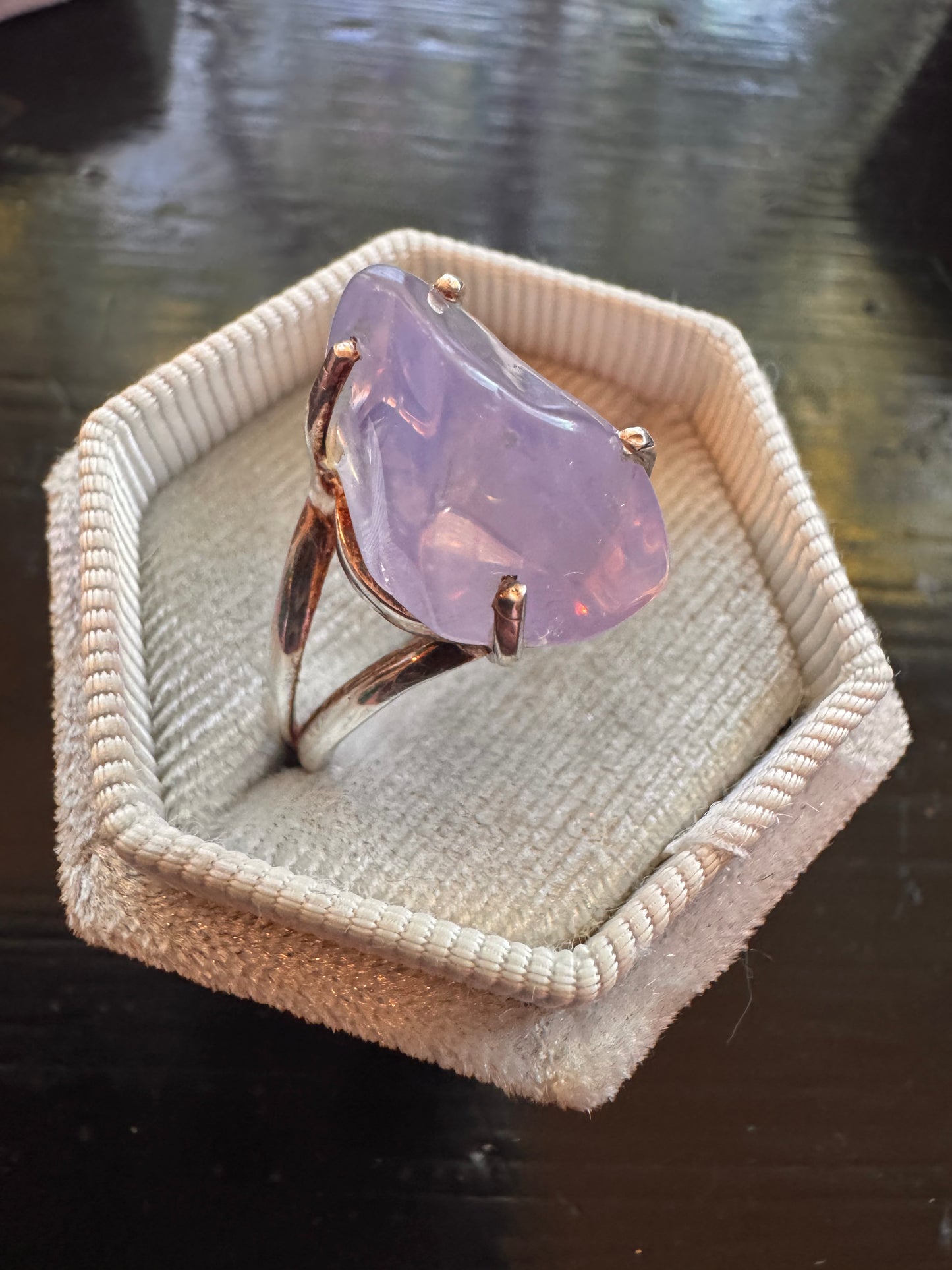 Lavender Quartz Raw Sterling SIlver Ring Size 9