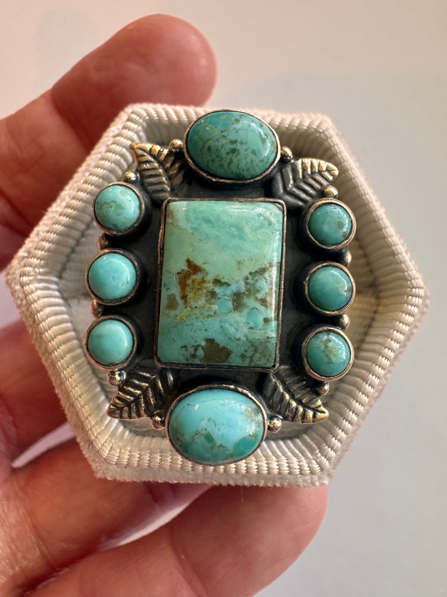 American Turquoise Sterling Silver Ring Size Adjustable