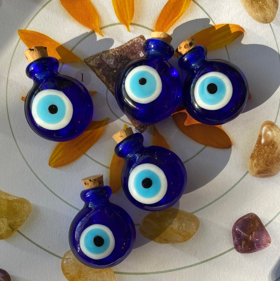 Evil Eye Glass Stash Bottle - Blue - Moon Room Shop and Wellness