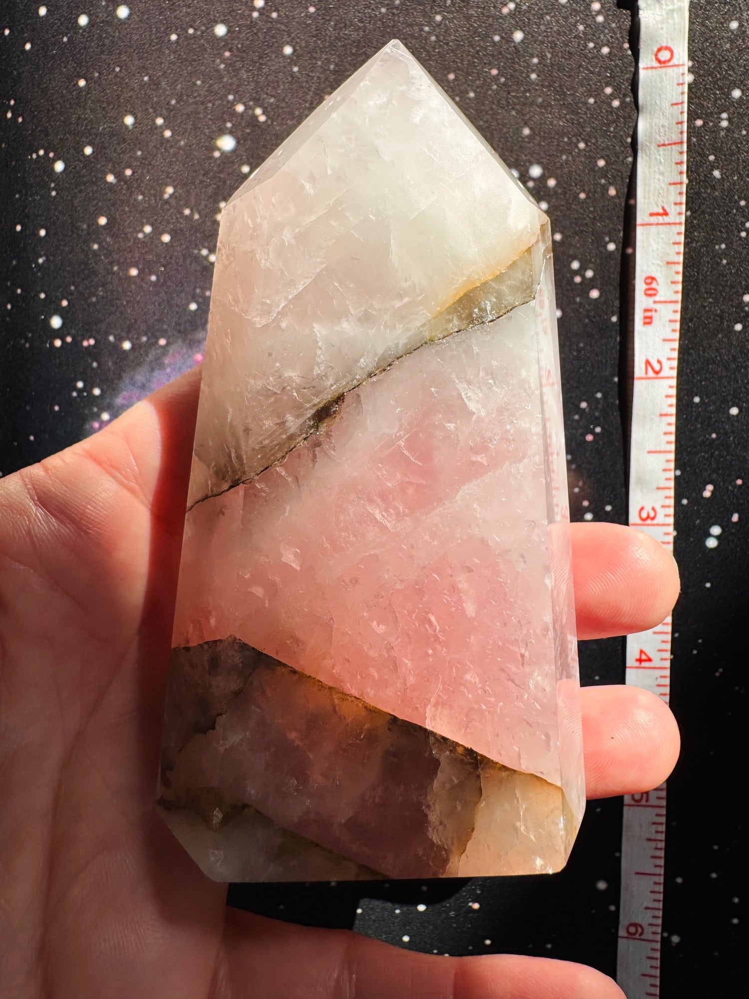 Rose Quartz w/ Golden Healer Tower 214 g Brazil Superb Beauty!! - Moon Room Shop and Wellness