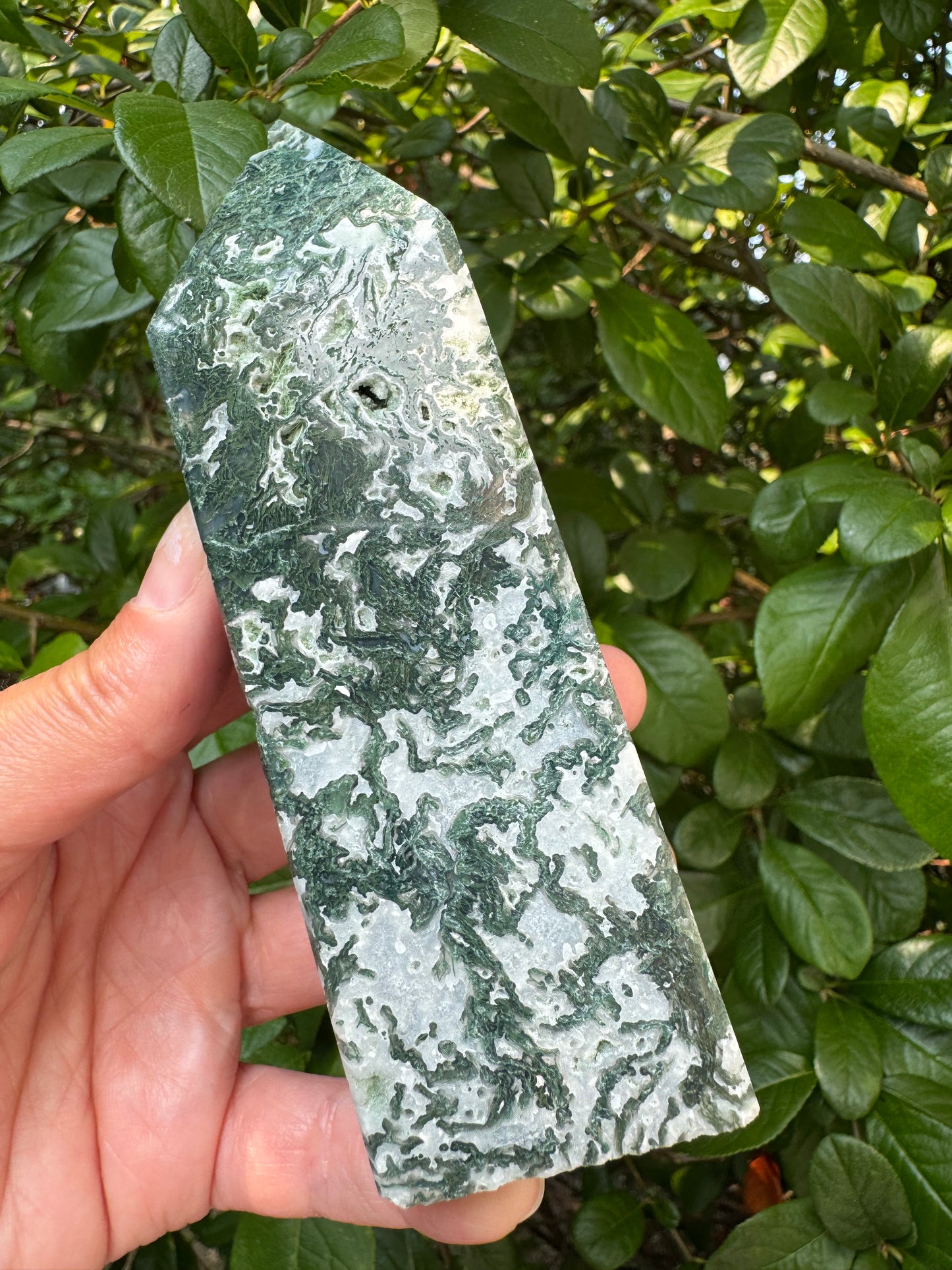 Moss Agate Tower 310 g - Moon Room Shop and Wellness