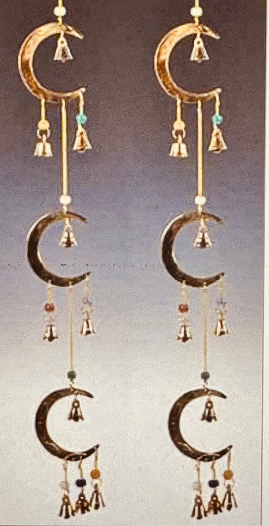 Triple Crescent Moon Brass Chime 24 " L - Moon Room Shop and Wellness