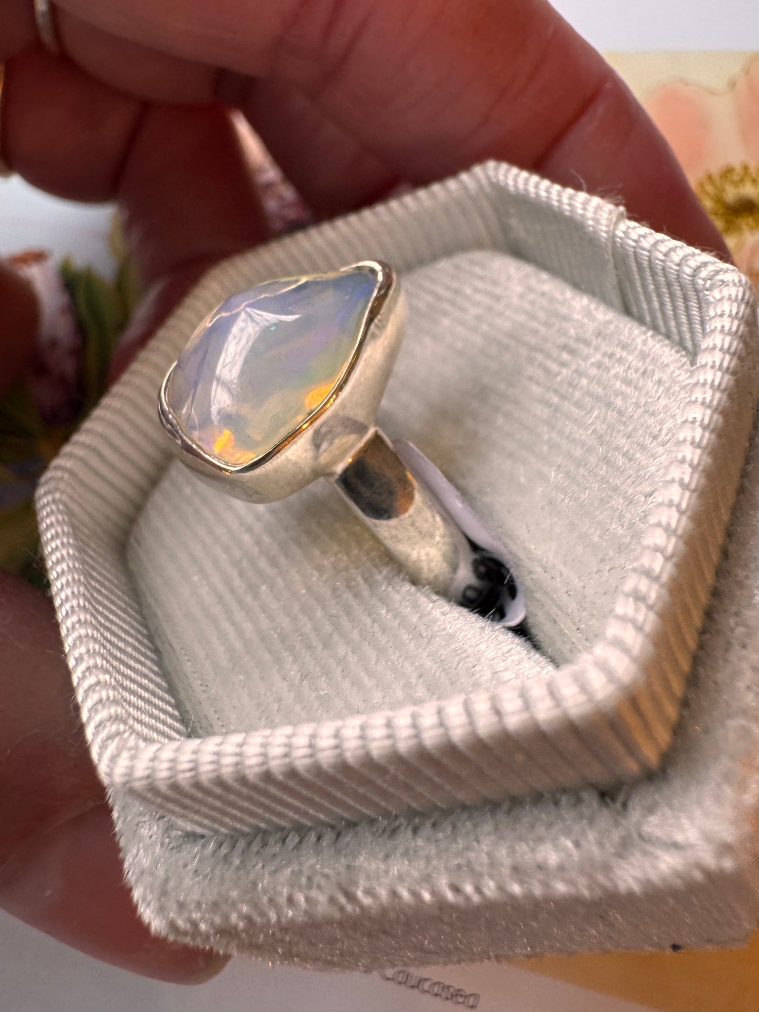 Opal-Rough- Sterling Silver Ring Size 7 - Moon Room Shop and Wellness