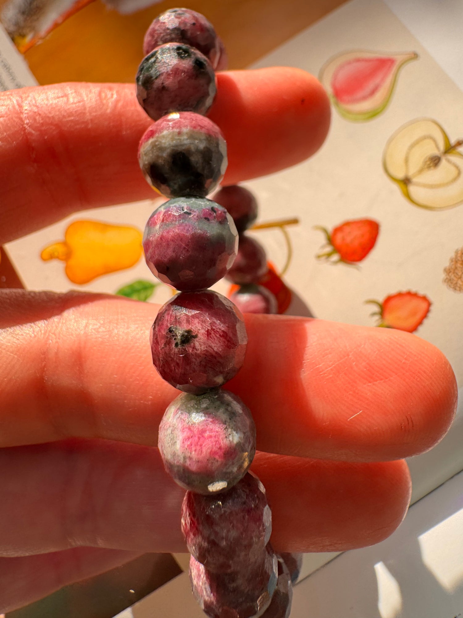 Ruby 7 inch Stretch Bracelet 8 mm UV reactive - Moon Room Shop and Wellness