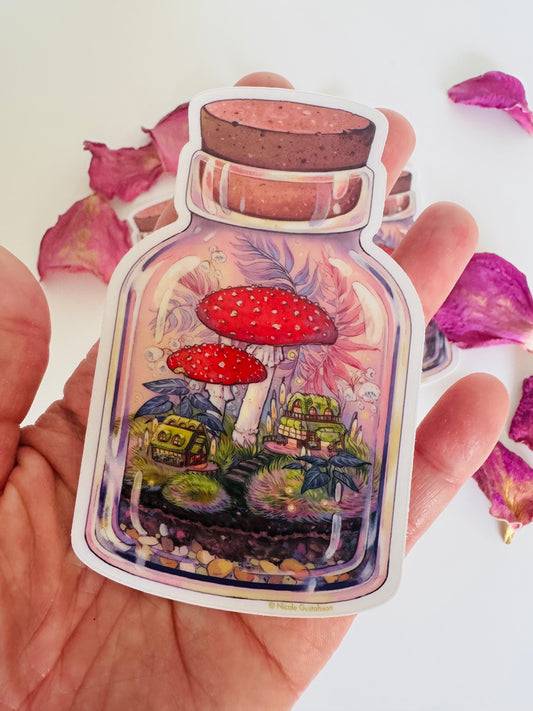 Mushroom Terrarium Sticker by Nimasprout - Moon Room Shop and Wellness