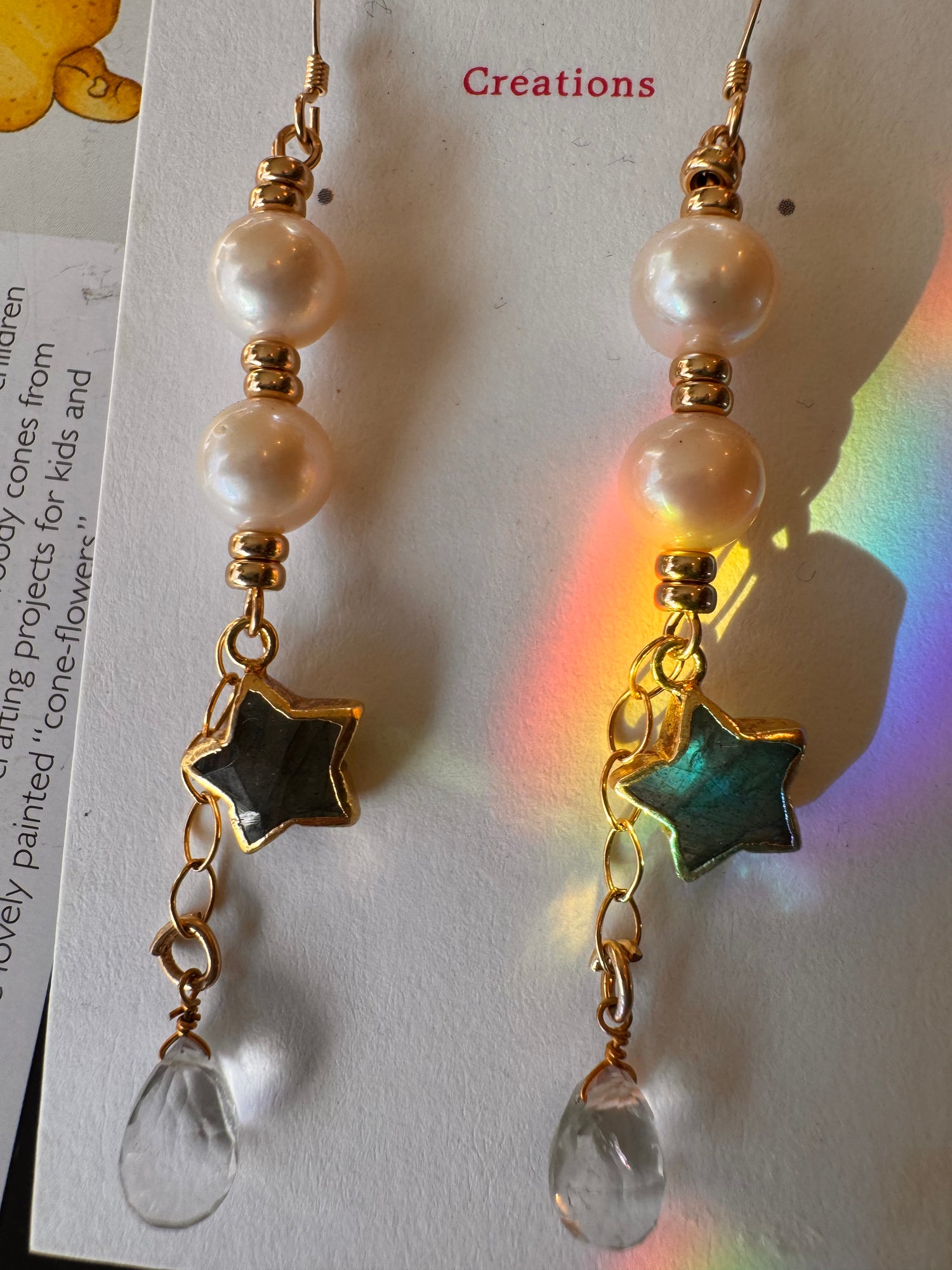 Soul Pretty Labradorite Star + Pearl + Quartz Gold Fill Droplet Earrings - Moon Room Shop and Wellness
