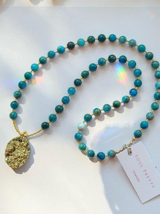 Soul Pretty Pyrite + Apatite Handmade Gold Fill Necklace
