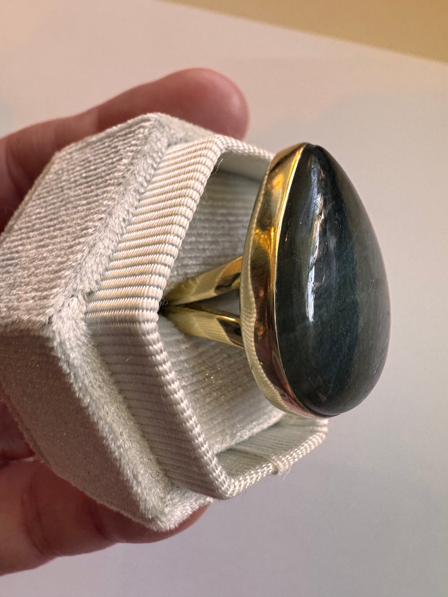 Labradorite Brass Ring Size 8 - Moon Room Shop and Wellness