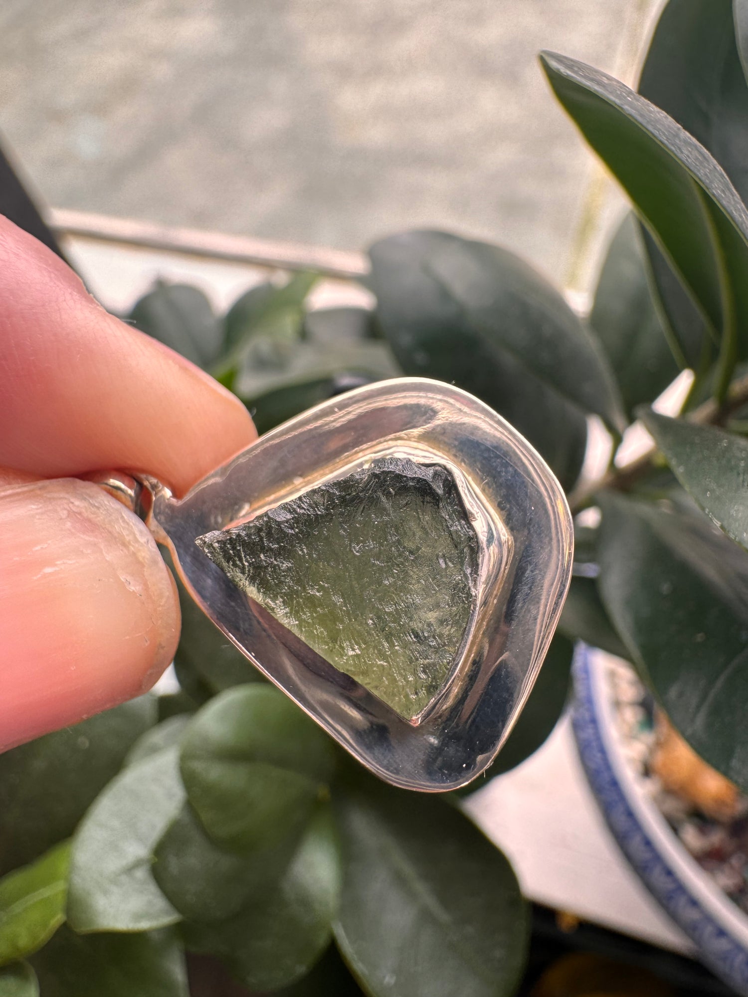 Moldavite Sterling Silver Pendant - Moon Room Shop and Wellness