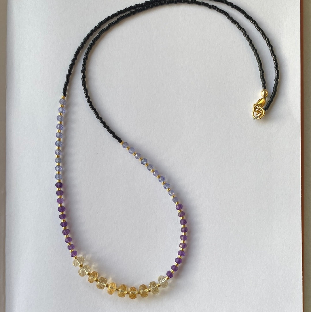 Citrine+ Amethyst + Tanzanite Handmade Necklace - Moon Room Shop and Wellness