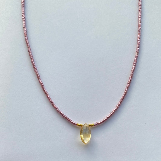 Citrine + Seed Bead Handmade Choker Necklace - Moon Room Shop and Wellness