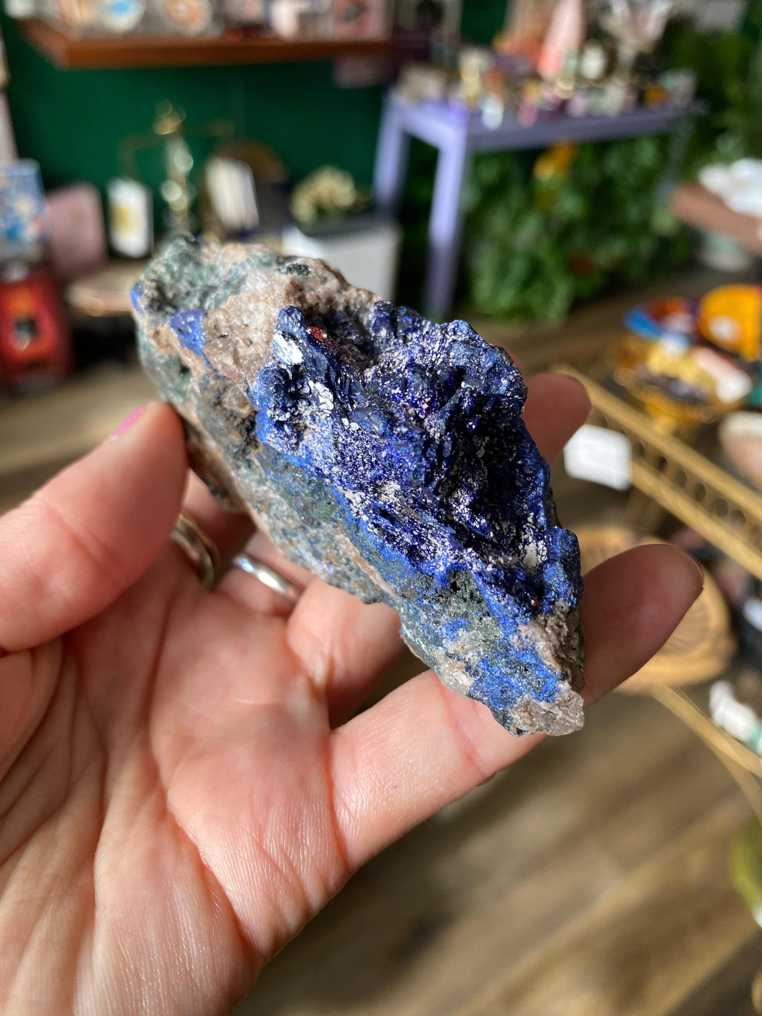 Azurite with Malachite and Cobaltoan Calcite Specimen 227 g Ethically Sourced - Moon Room Shop and Wellness