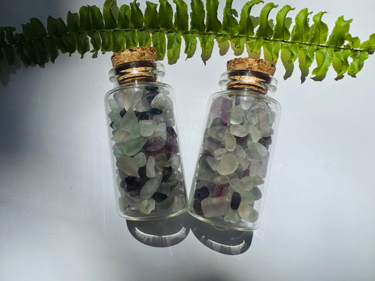 Rainbow Fluorite Gem Chip 25 ml Glass Jar - Moon Room Shop and Wellness
