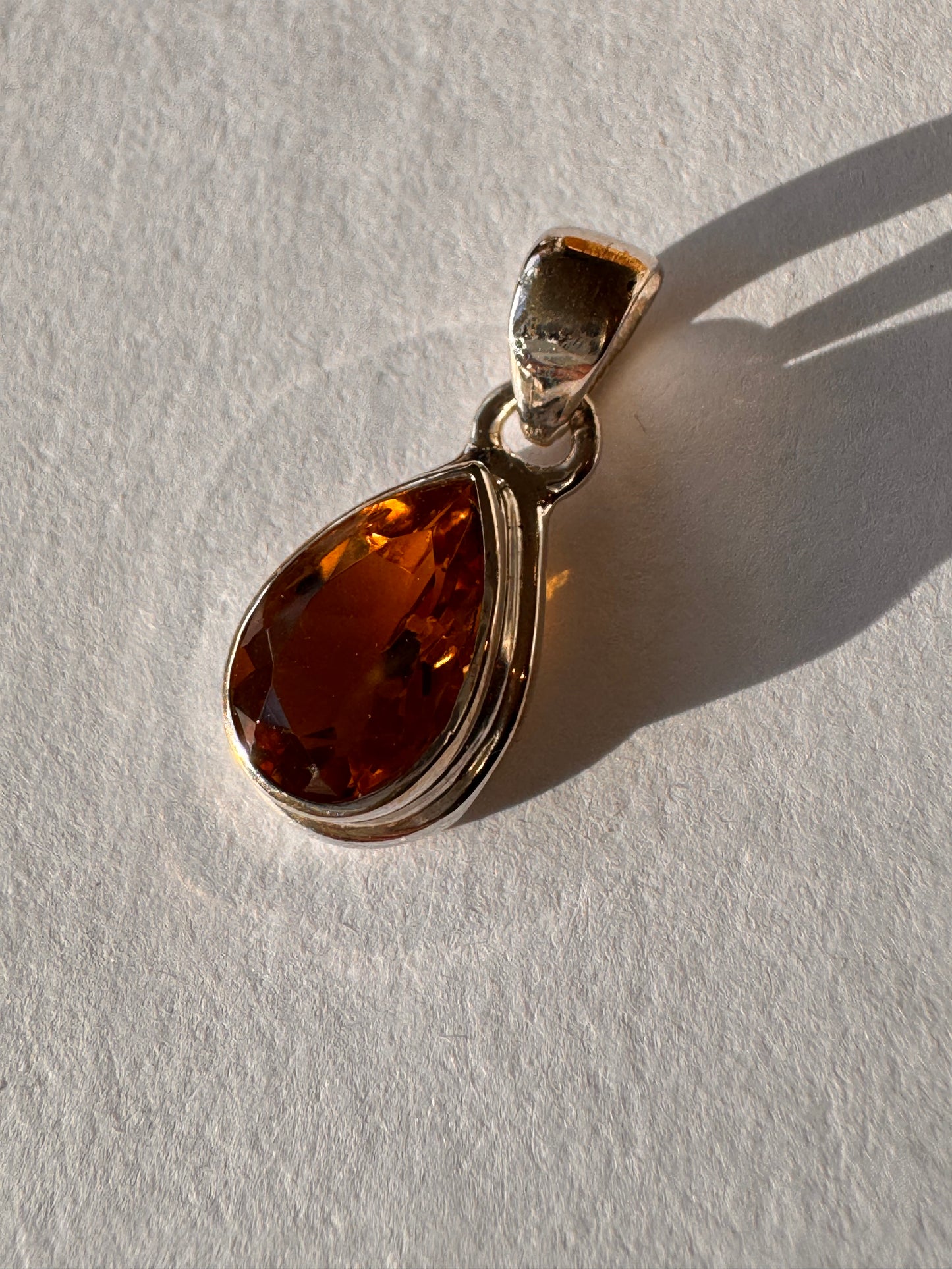 Citrine Faceted  Sterling Silver Pendant & Chain - Moon Room Shop and Wellness