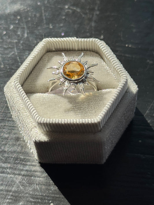 Citrine Sunshine Sterling Silver Ring Size 7