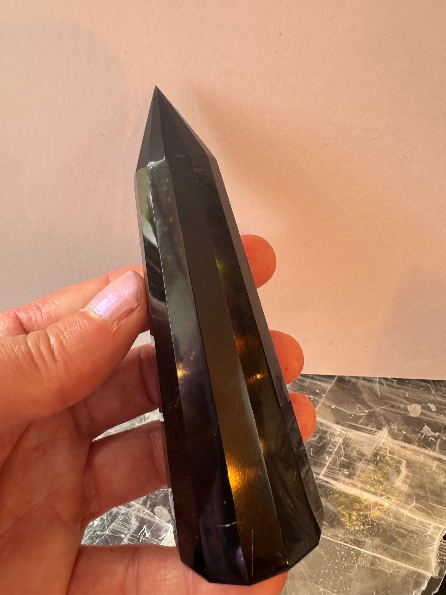 Black Obsidian Faceted Tower 121 g - Moon Room Shop and Wellness