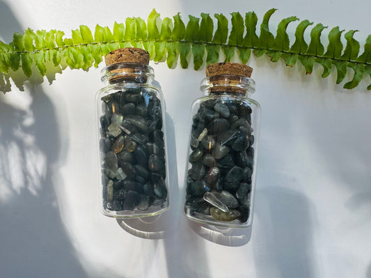 Labradorite Gem Chip 25 ml Glass Jar - Moon Room Shop and Wellness