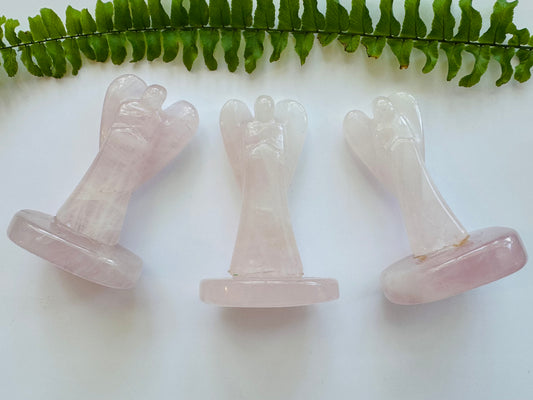 Rose Quartz  Angel w Base - Brazil - 2-2.5 inch - Moon Room Shop and Wellness
