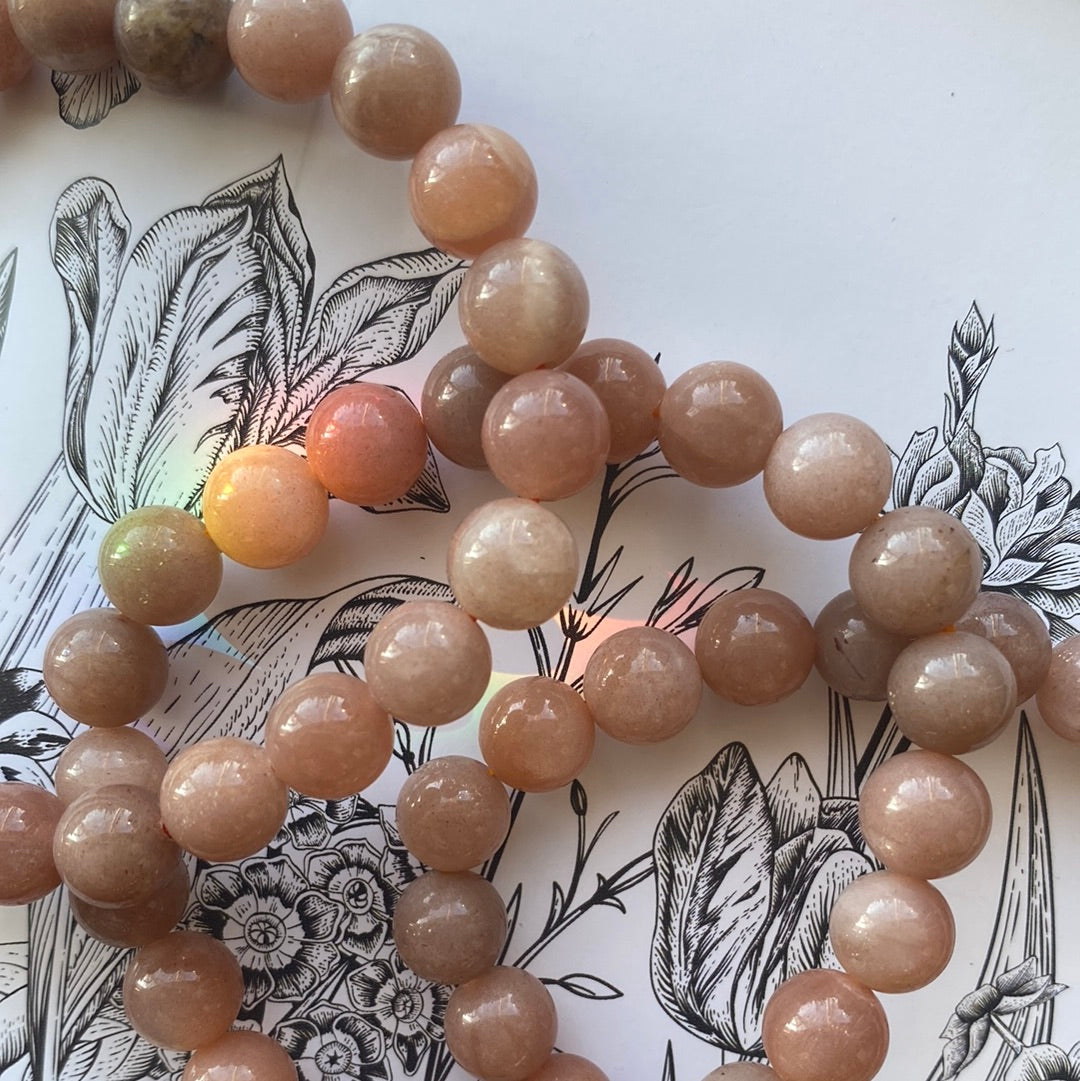 Peach Moonstone Stretch  Bracelet 8mm - Moon Room Shop and Wellness