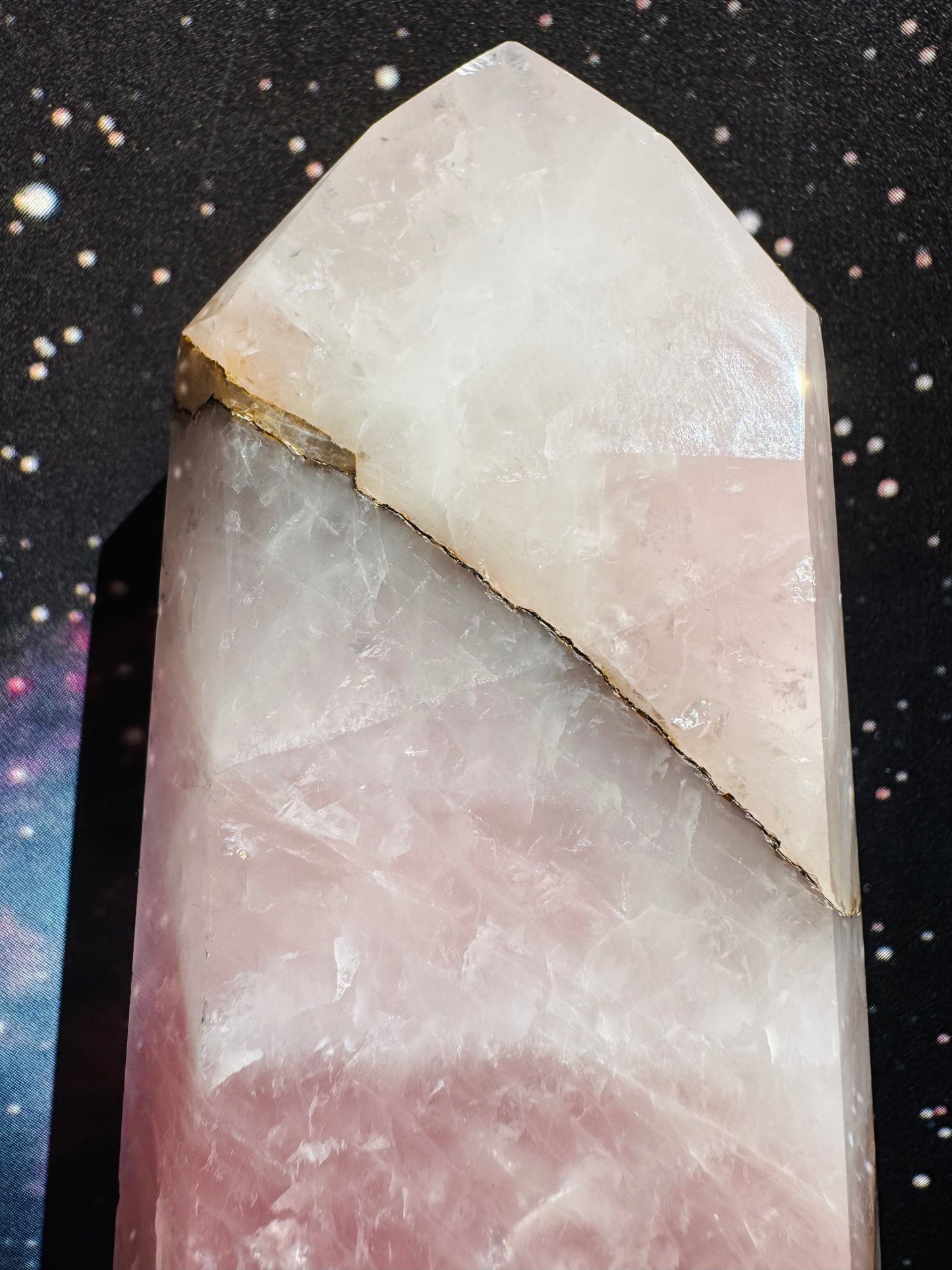 Rose Quartz w/ Golden Healer Tower 214 g Brazil Superb Beauty!! - Moon Room Shop and Wellness