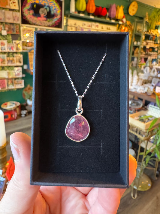 Ruby Sterling Silver Necklace 20 " Chain - Moon Room Shop and Wellness