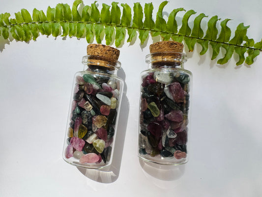 Watermelon Tourmaline Gem Chip 25 ml Glass Jar - Moon Room Shop and Wellness