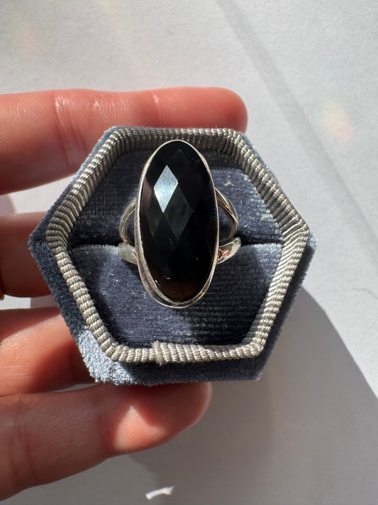 Black Obsidian  Sterling Silver Ring Size 7 - Moon Room Shop and Wellness
