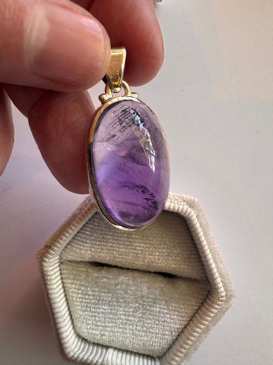 Amethyst Oval Sterling Silver Pendant
