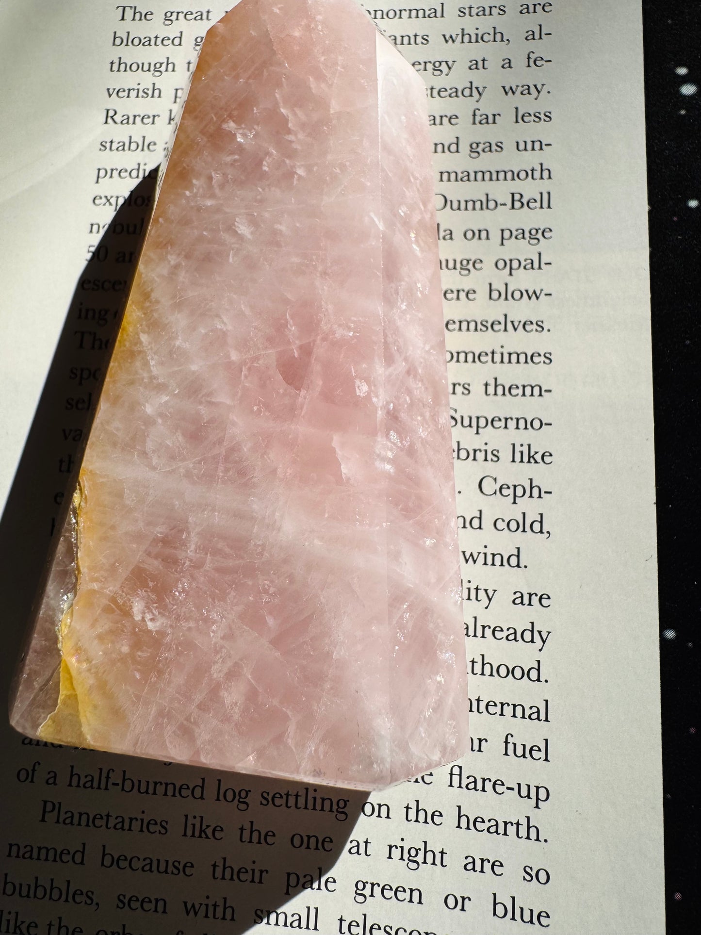 Rose Quartz w/ Golden Healer Tower 200 g Brazil - Moon Room Shop and Wellness