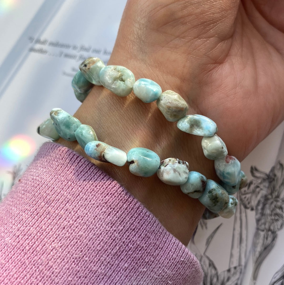 Larimar Nugget Stretch Bracelet 8mm - Moon Room Shop and Wellness